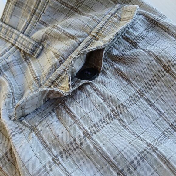 Reunion Herb Tan Plaid Cotton Shorts Men's 36 chino bermuda EUC casual pockets - Picture 3 of 12